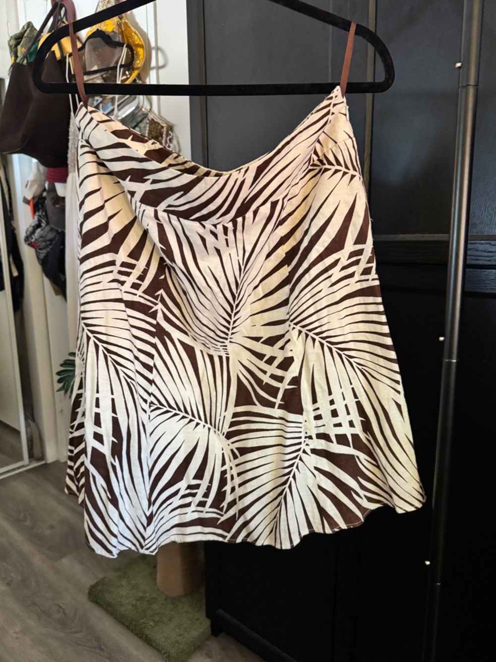 GAP Brown and White Palm-Print A-Line Skirt